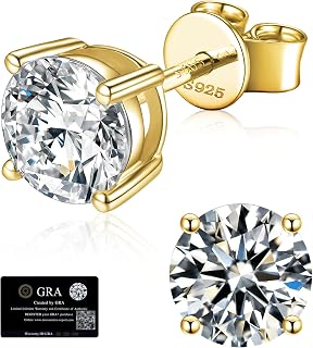 Moissanite Stud Earrings for Women, 925 Sterling Silver Earrings for Men