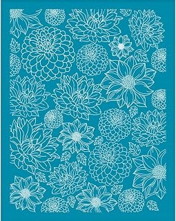 OLYCRAFT 4x5 Inch Dahlias Clay Stencils Dahlias Flower Silk Screen for Polymer Clay Floral Silk Screen Stencils Mesh Transfer Stencil for Polymer Clays Jewelry Making