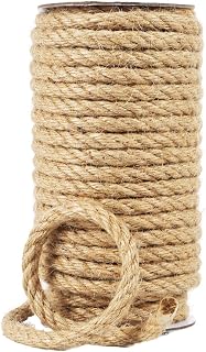 Radix Rope Natural Jute Twine, 8MM x 50FT Jute Rope Roll, Heavy Duty Thick Twine for Cat Scratching Post, Bundling, Gardening and DIY Crafts
