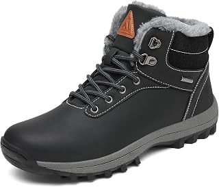 Mishansha Mens Winter Boots Womens Warm Non-Slip Snow Boots Waterproof Outdoor Hiking Walking Shoes Black, Gr.8 UK