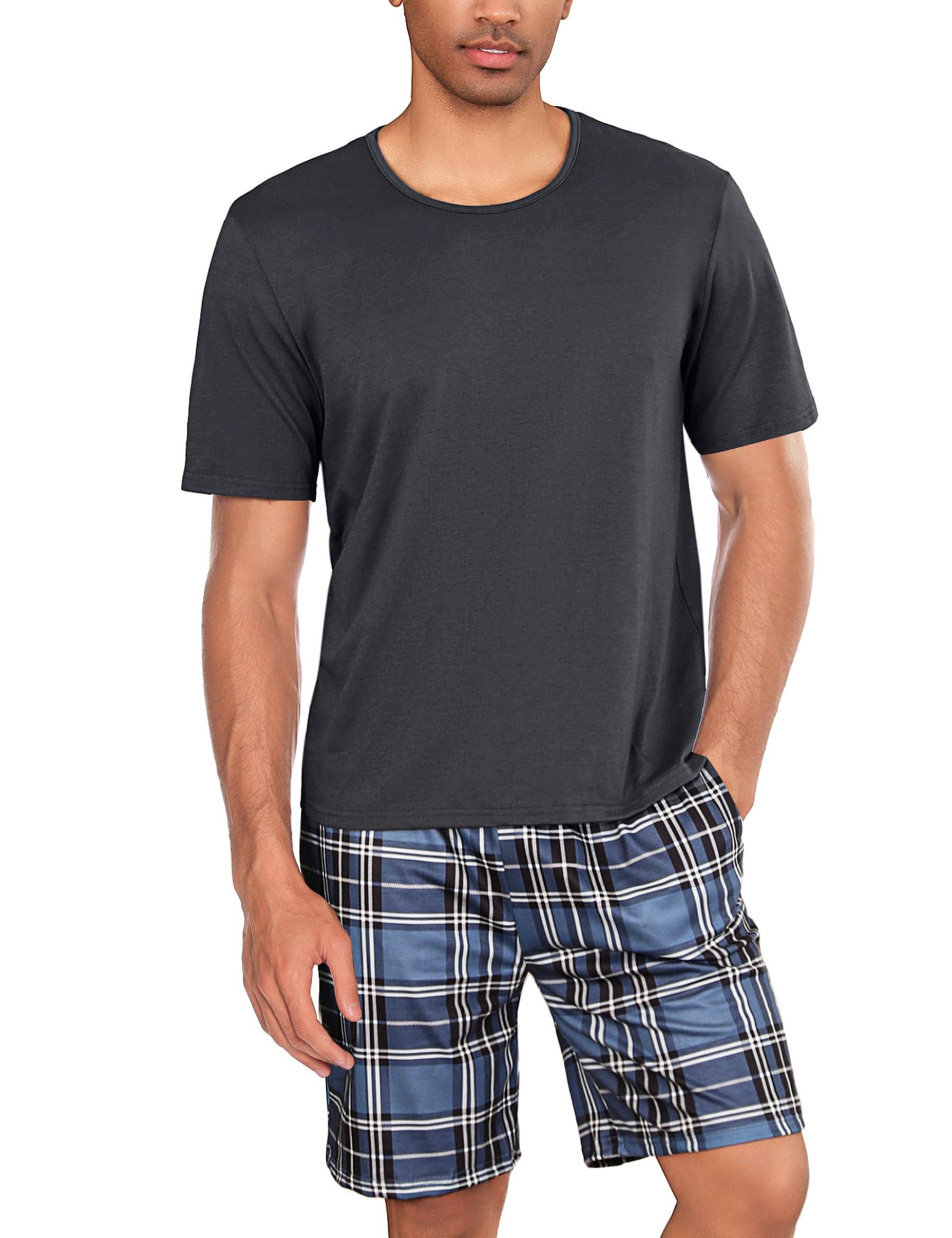 Uniexcosm Men's Short Crew Neck Two-Piece Pyjamas