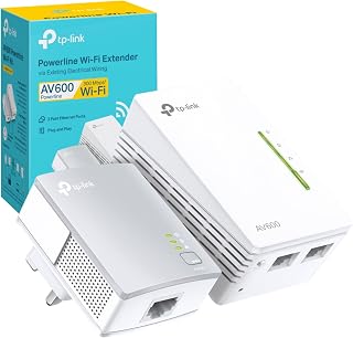TP-Link TL-WPA4221 KIT AV600 Powerline WiFi Extender Kit, Up to 300Mbps, 2+1 Ethernet Ports, HomePlug AV, Wi-Fi Hotspot, Boost Home Internet Signal, Powerline Adapters, Plug & Play, UK Plug