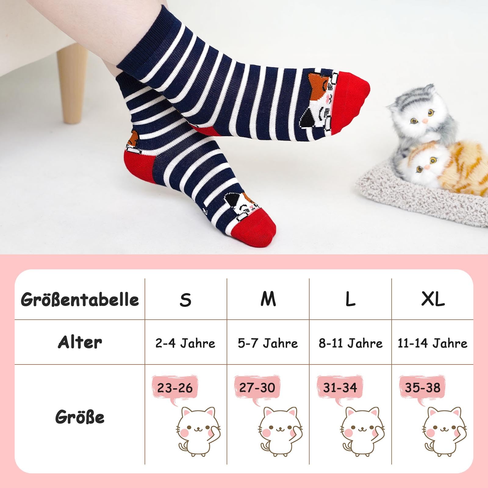 PUTUO Children's Girls' Socks, Children's Socks: Girls Funny Cotton Socks, Colou