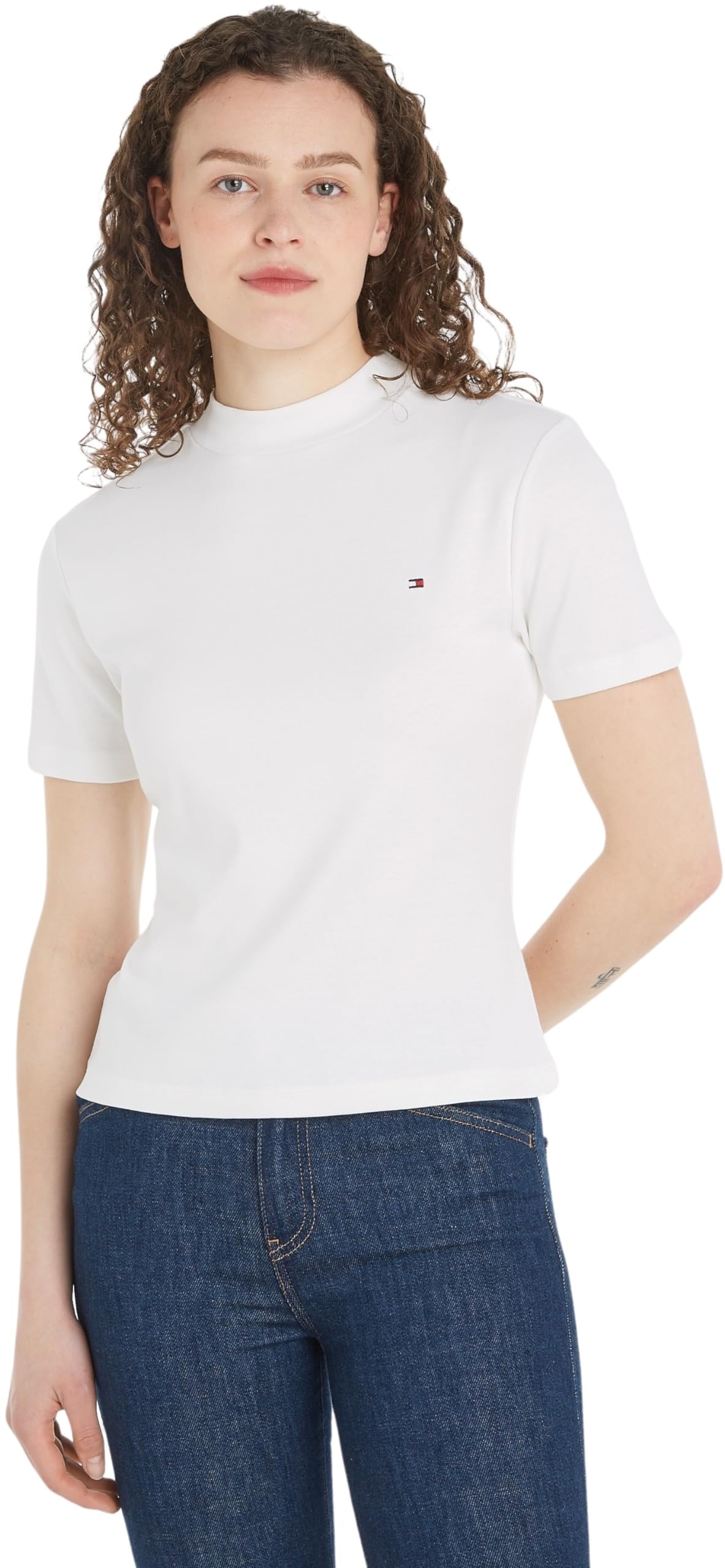 Tommy Hilfiger Women's Short-Sleeved Slim Cody Round Neck T-Shirt
