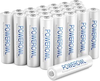 POWEROWL Rechargeable AAA Batteries, 1000 mAh 1.2 V Ni-Mh Battery AAA 1200 Cycles, Low Self-Discharge Battery with Eco Packaging - Pack of 24