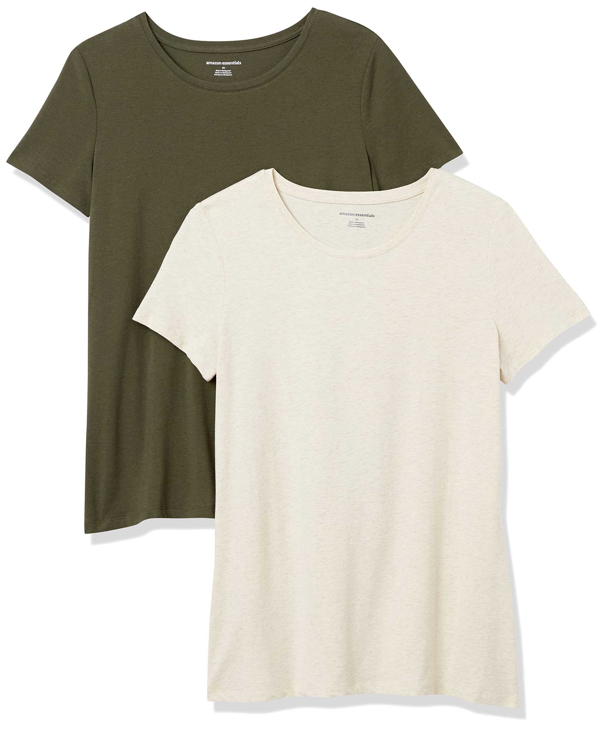 Amazon Essentials T-Shirt Girocollo a Maniche Corte da Donna in Cotone, vestibil