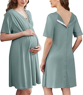 Ekouaer Labor and Delivery Gown for Hospital V Neck Maternity Nursing Dress