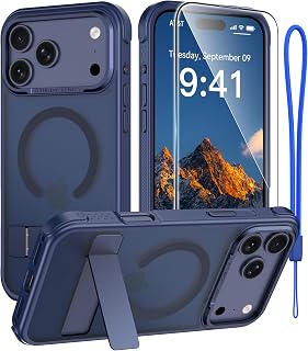 Magnetic for iPhone 17 Pro Max Stand Case Shockproof, Blue