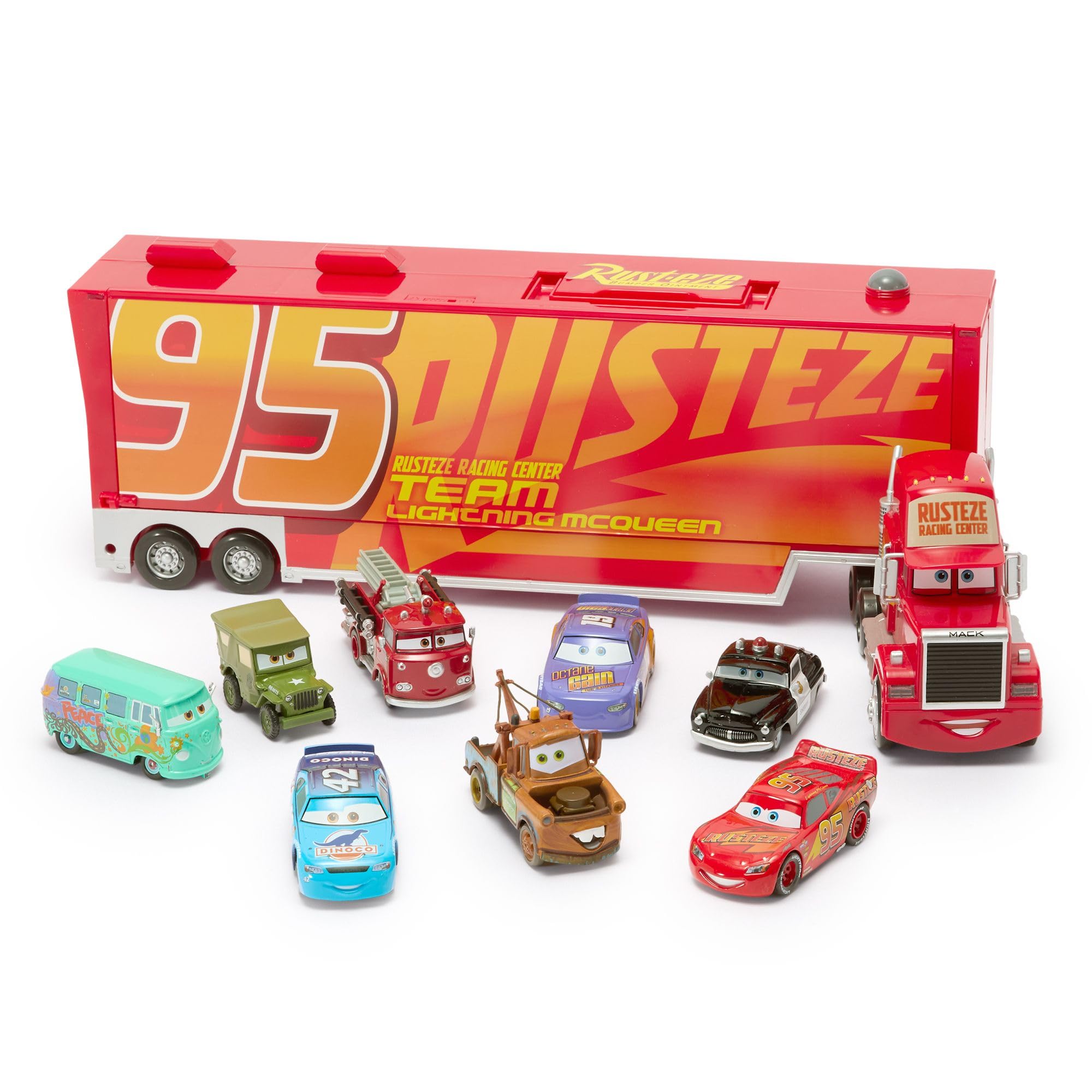 Disney Store Official Mack Hauler Play Set - Light & Sound Mack Carrier with 8 P