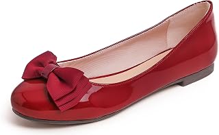 Feversole Women's Round Toe Cute Bow Trim Ballet Flats, Decorated Round Toe Ballerinas with Bow for Pretty Women