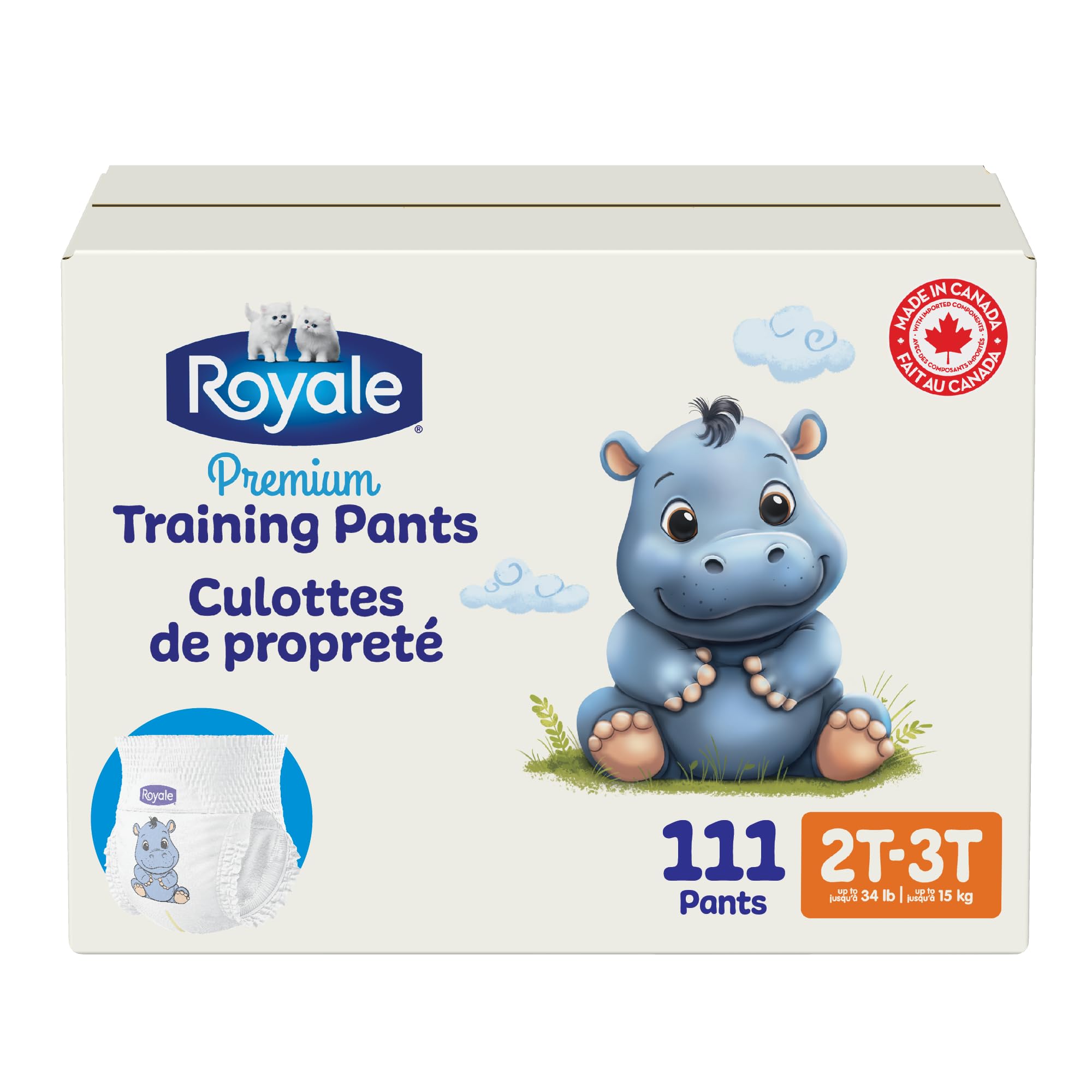 Royale Premium Training Pants, Size Medium, 2T-3T (Up to 34 lbs), 111 Count, Dis