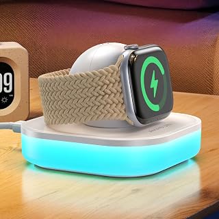 Wireless Charging Stand for Apple Watch, Portable Magnetic Charging Dock Fast Charger for iWatch, Charging Station for Apple Watch Series 11 10 9 8 7 6 5 4 3 2/Ultra/SE-White