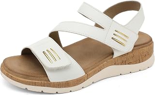 UBFEN Women Flat Sandals Arch Support Open Toe Comfortable Casual Low Wedge Sandals