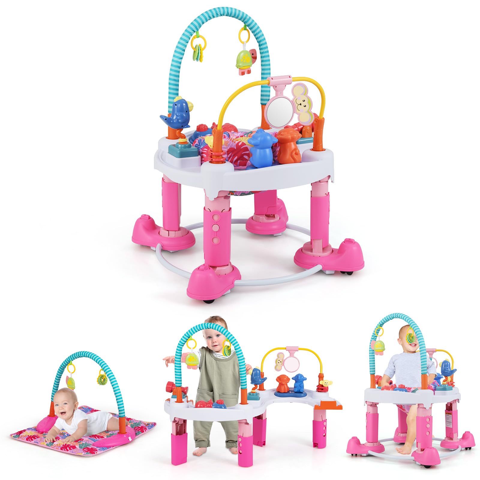 INFANS Baby Bouncer Activity Center, 5 in 1 Toddler Bouncing Activity Saucer Pla