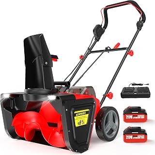 EWORK 40V Snow Blower Cordless 20" Snow Thrower w/Battery & Charger | 20" Clearing Width, 30ft Throwing Distance w/ Adjustable Chute, 8" Wheels, Dual LED Lights Snow Thower for Driveway Walkway