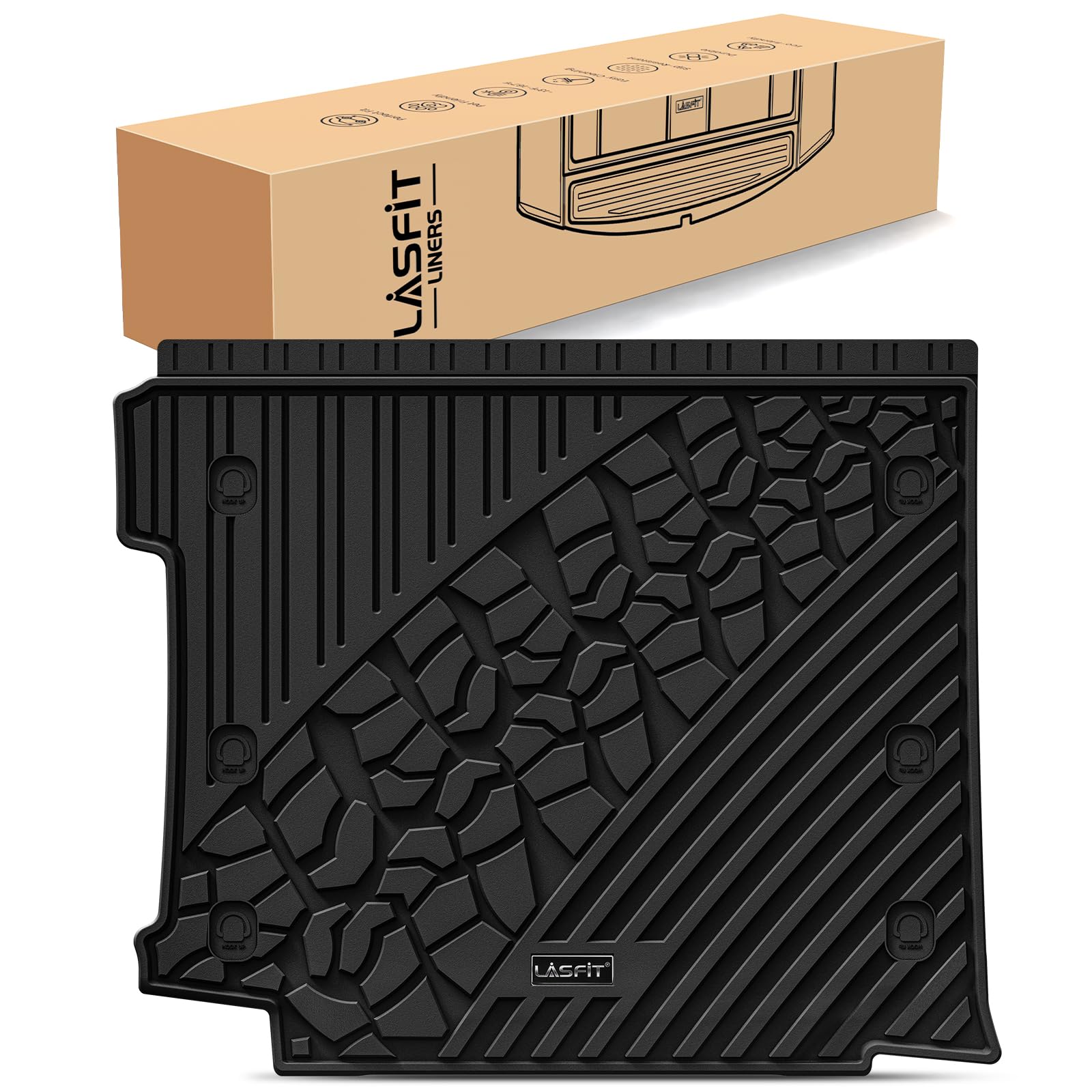 LASFIT Cargo Mat for Jeep Wrangler JL 2018-2026 2027 4 Doors with SUBWOOFER | Tr