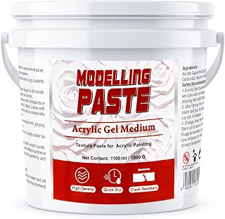 Melispapa 37.2 fl oz/1100 ml/1500 g Thick Acrylic Modeling Paste, High Density Modeling Paste for Textured Art, Acrylic Painting,Canvas Paint &amp; Art Projects (Opaque White)