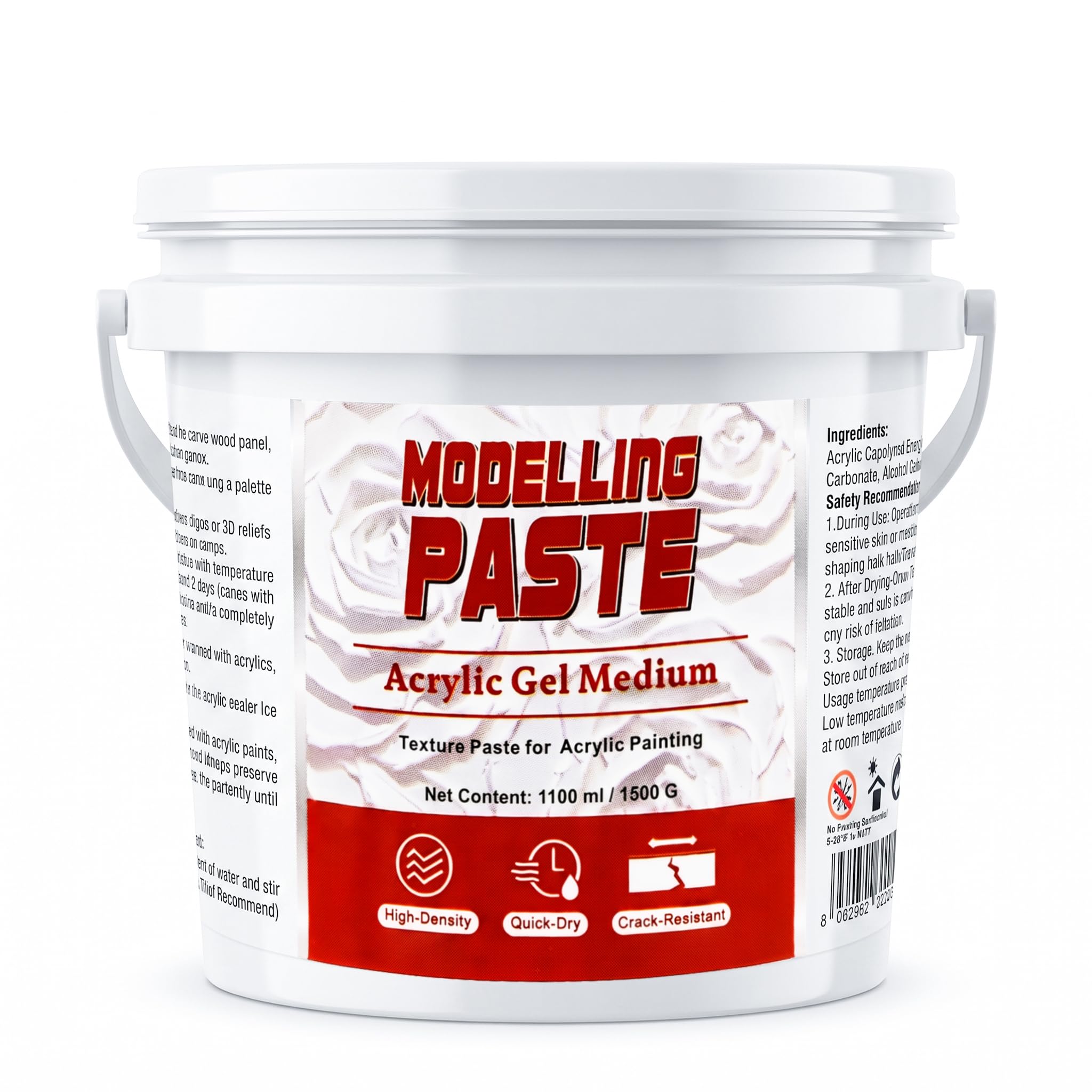 Melispapa 37.2 fl oz/1100 ml/1500 g Thick Acrylic Modeling Paste, High Density M