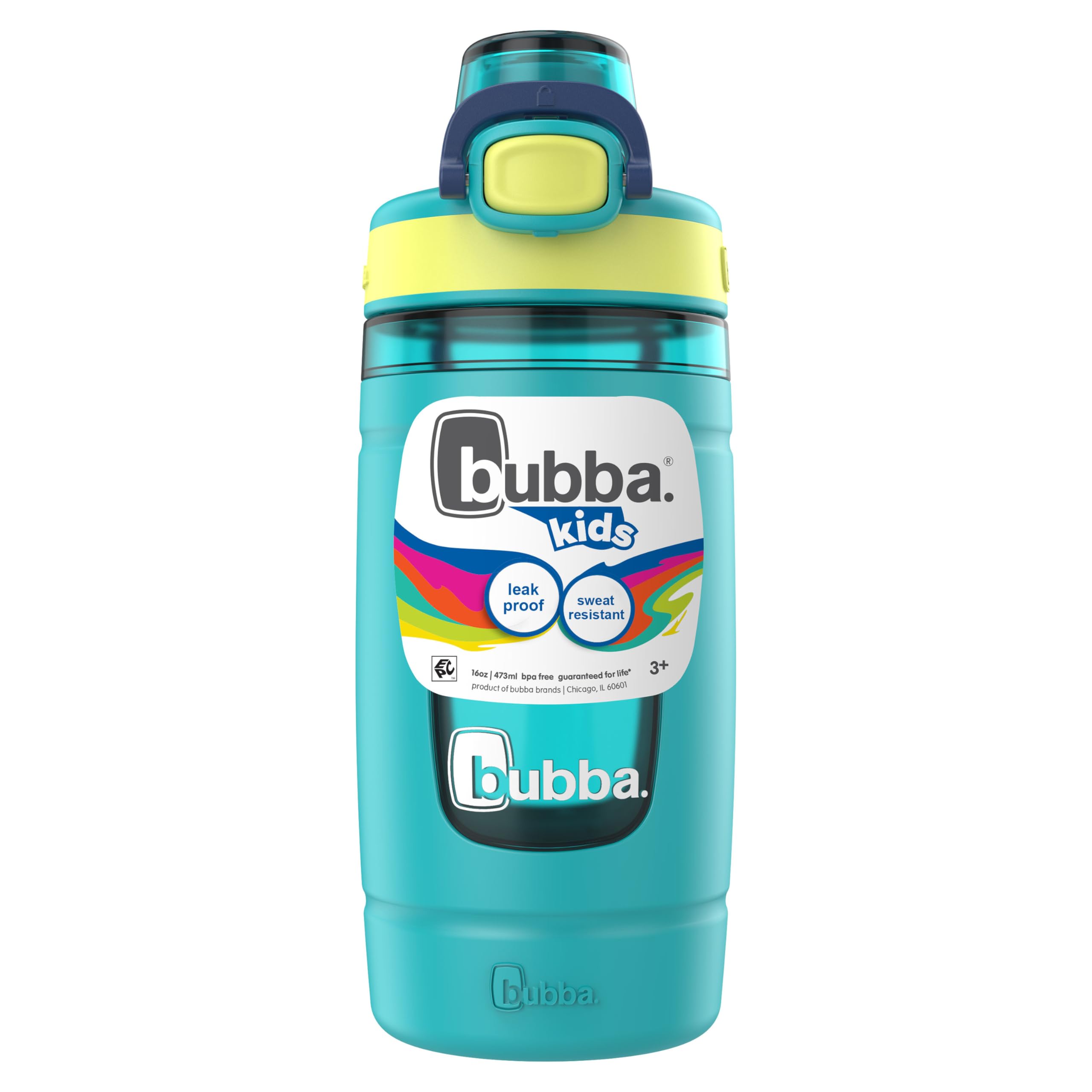 Bubba Kids Flo Water Bottle with Silicone Sleeve and Wide Mouth, 16 oz (473 ml),