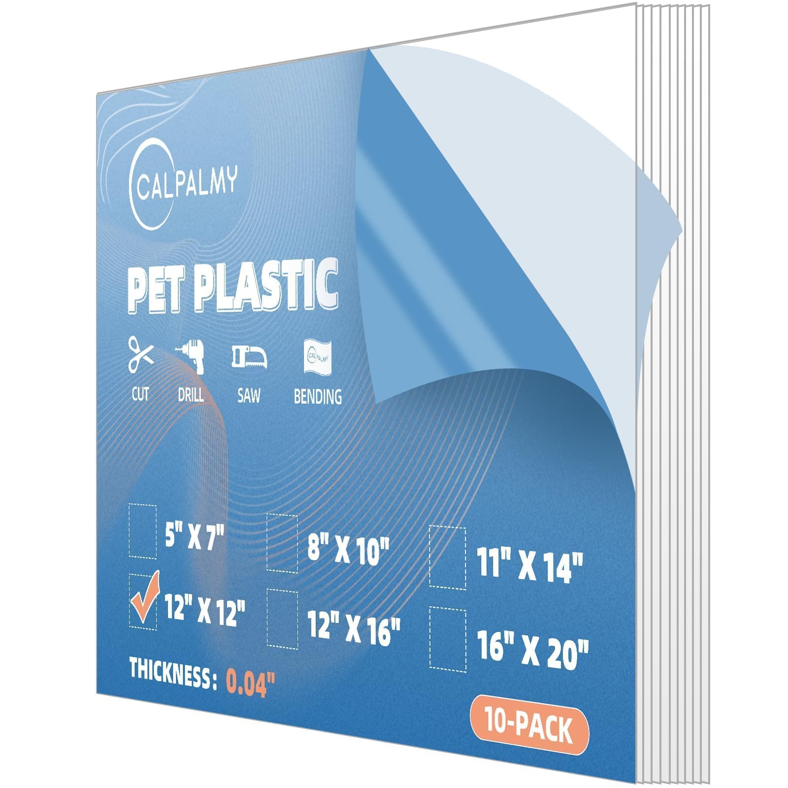 10 Pack of 12x12” PET Sheet/Plexiglass Panels 0.04” Thick; Use for Crafting Proj