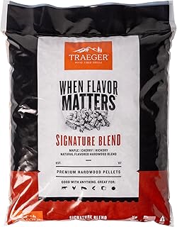 Traeger Signature Blend Wood Pellets for Pellet Grills & Smokers, 18 lb Bag | Smoke, BBQ, bake, roast & braise; hickory, maple & cherry hardwood blend