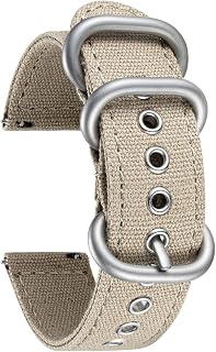 BINLUN Canvas Watch Bands Replacement Sail Cloth Cotton Fabric Watch Straps Soft Quick Release Watchbands in Black Khaki Army Green Blue with Black/Silver Buckle for Men Women 18/20/22/24mm