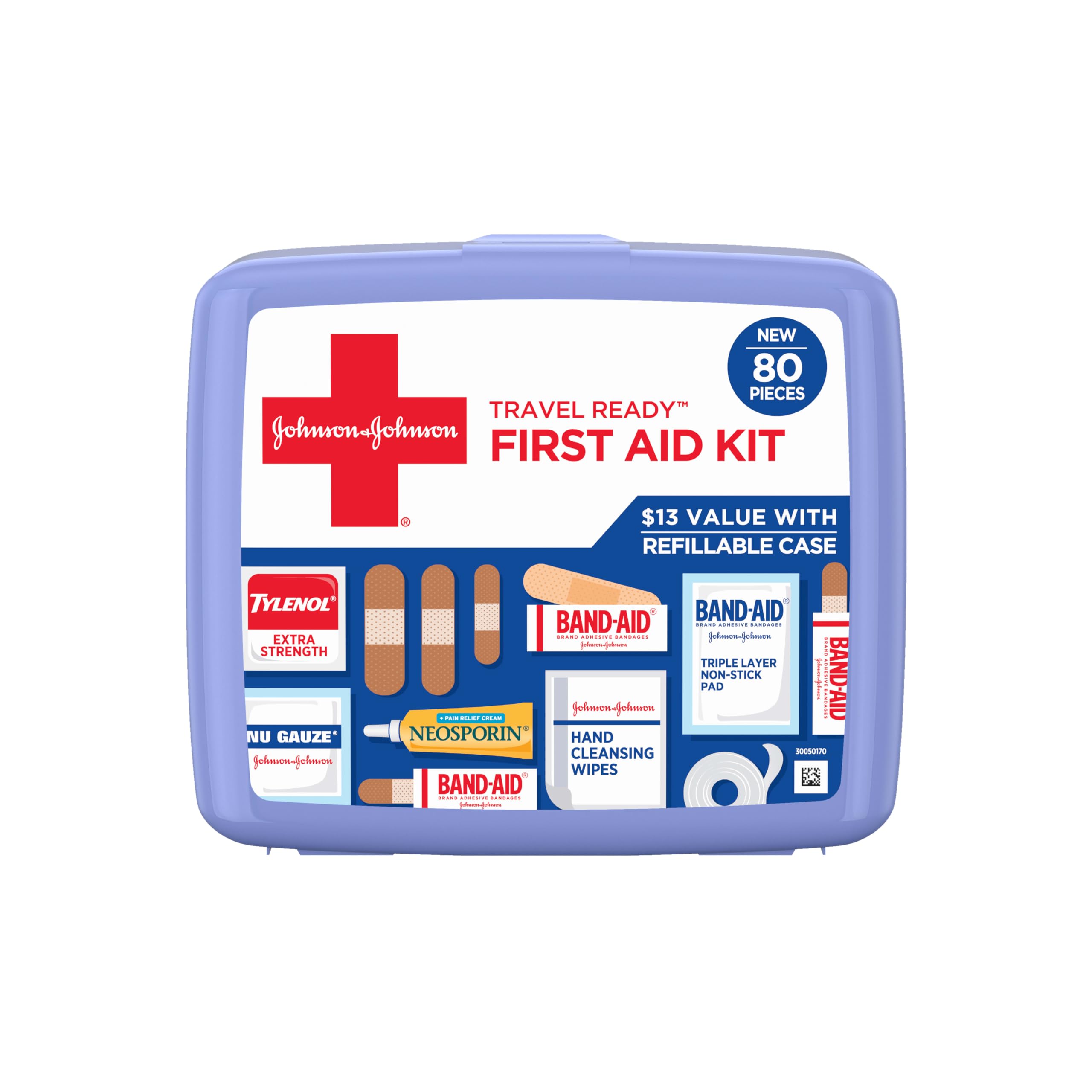 BAND-AID Brand Travel Ready Portable First Aid Kit, 80 Piece | Emergency Essenti