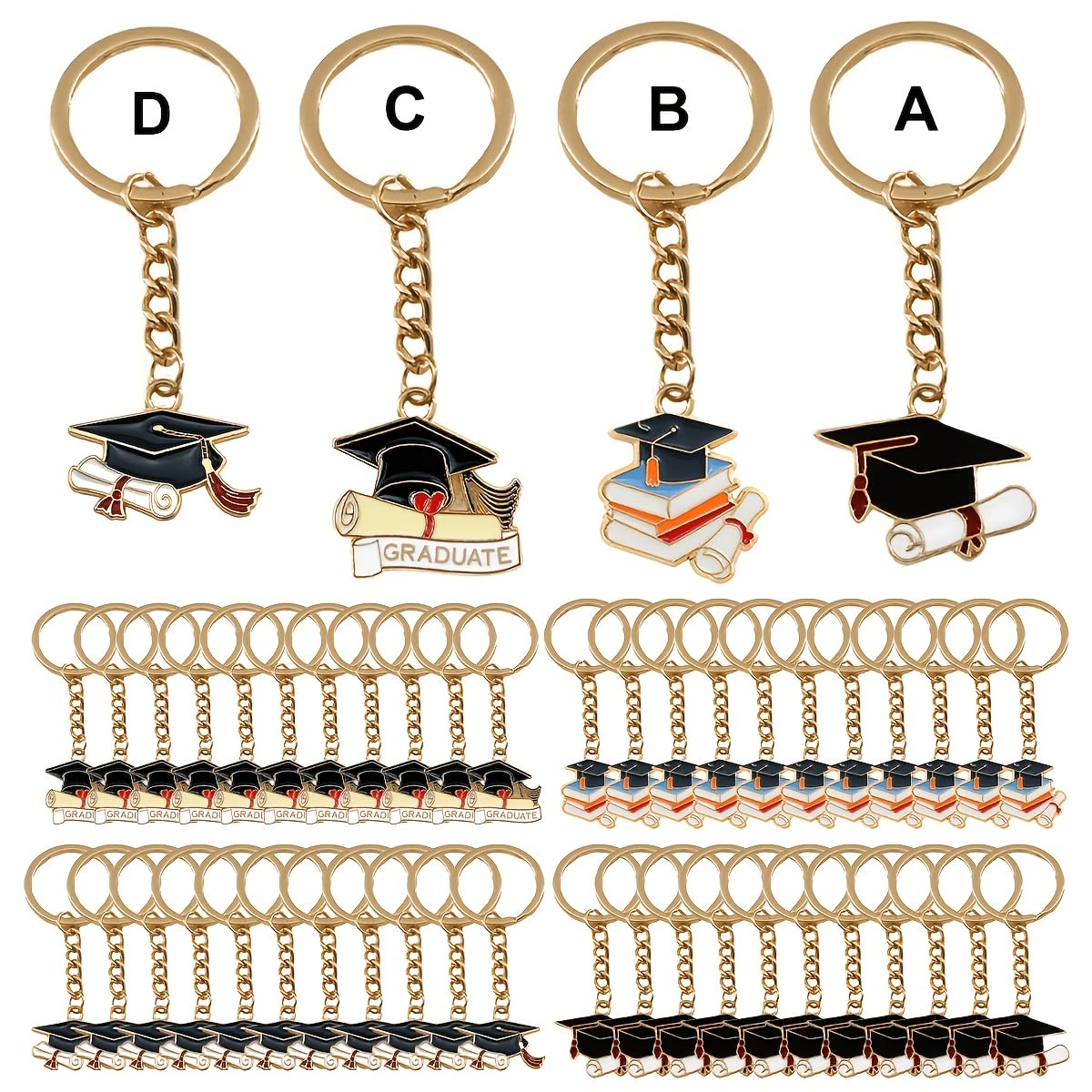 Set of 10 Metal Keyring with Hood for 2026 Graduates for Bags and Cars, Student 