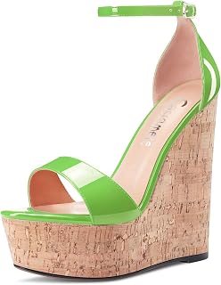 CASTAMERE Women's High Wedge Platform Heel Open Toe Strappy Ankle Sandals Wedding Party Dress 15CM Heels