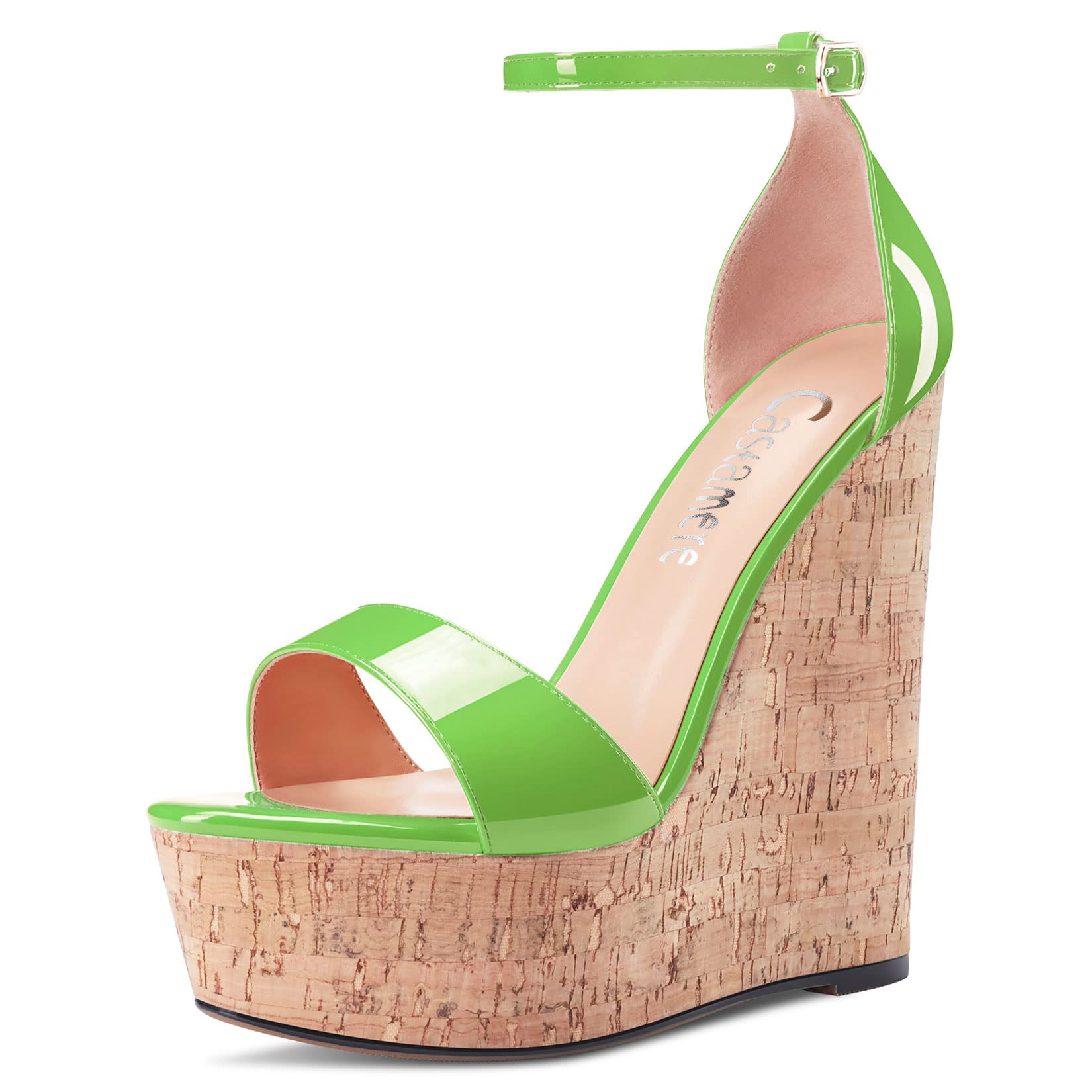 CASTAMERE Women's High Wedge Platform Heel Open Toe Strappy Ankle Sandals Weddin
