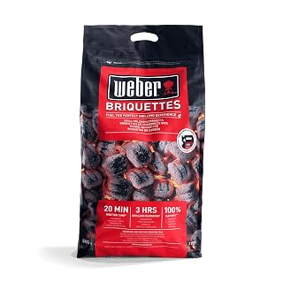 Weber Charcoal Briquettes | BBQ Accessory, Natural Barbecue Fuel for Long-Lasting Heat, 20-Minute Ignition Time, Up to 3 Hours Burning Time, 8 kg
