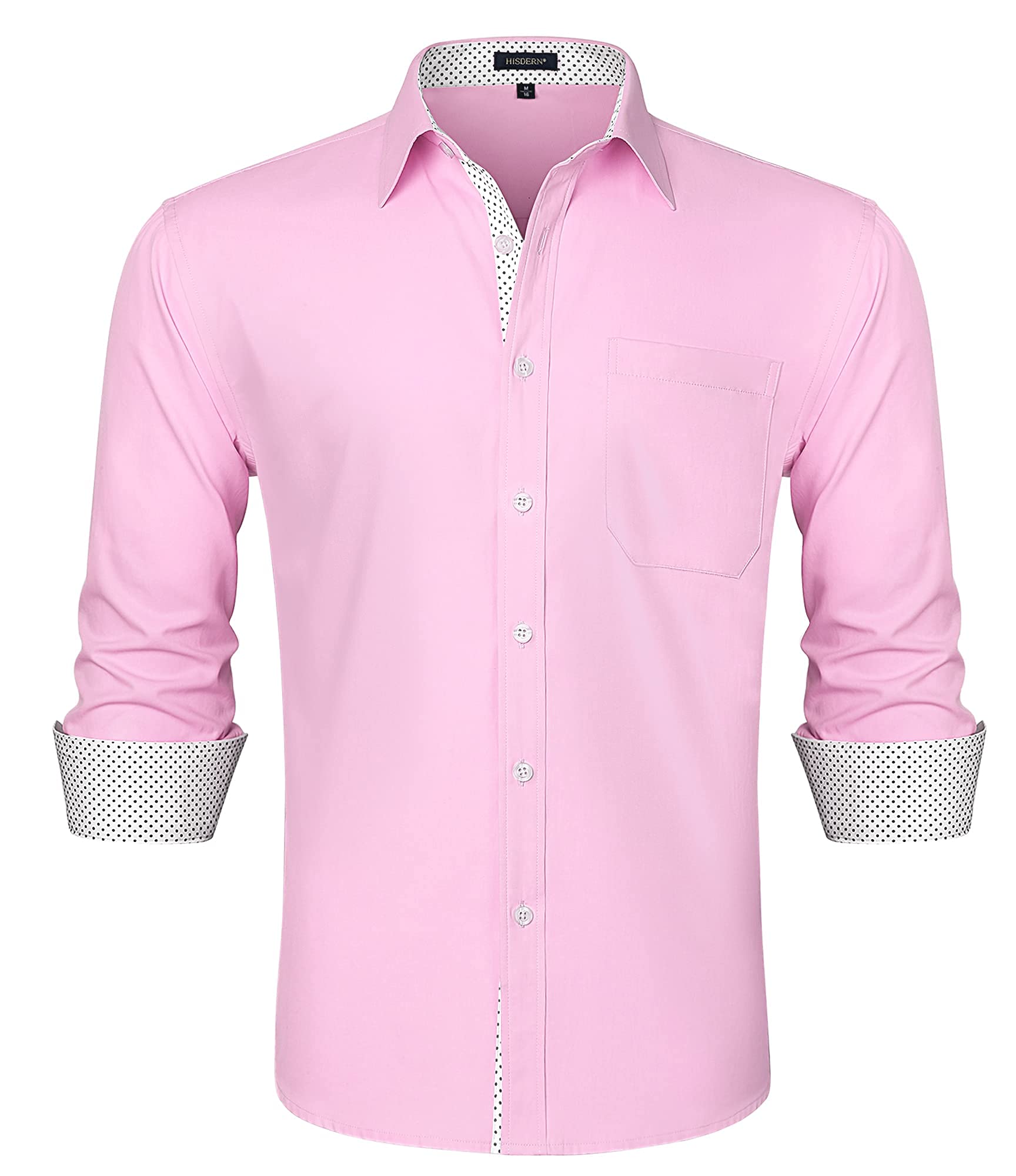 HISDERN Men's Shirt Long Sleeve Regular Fit Shirts Men Dress Brand Business Casu