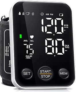 Oklar FDA Cleared Blood Pressure Monitor Upper Arm BP Machine for Home Use | Clinical Accuracy, 2x120 Memory, Large LED Display & 8.7"-15.7" Adjustable Cuff, Dual Power for Home & Travel, Black