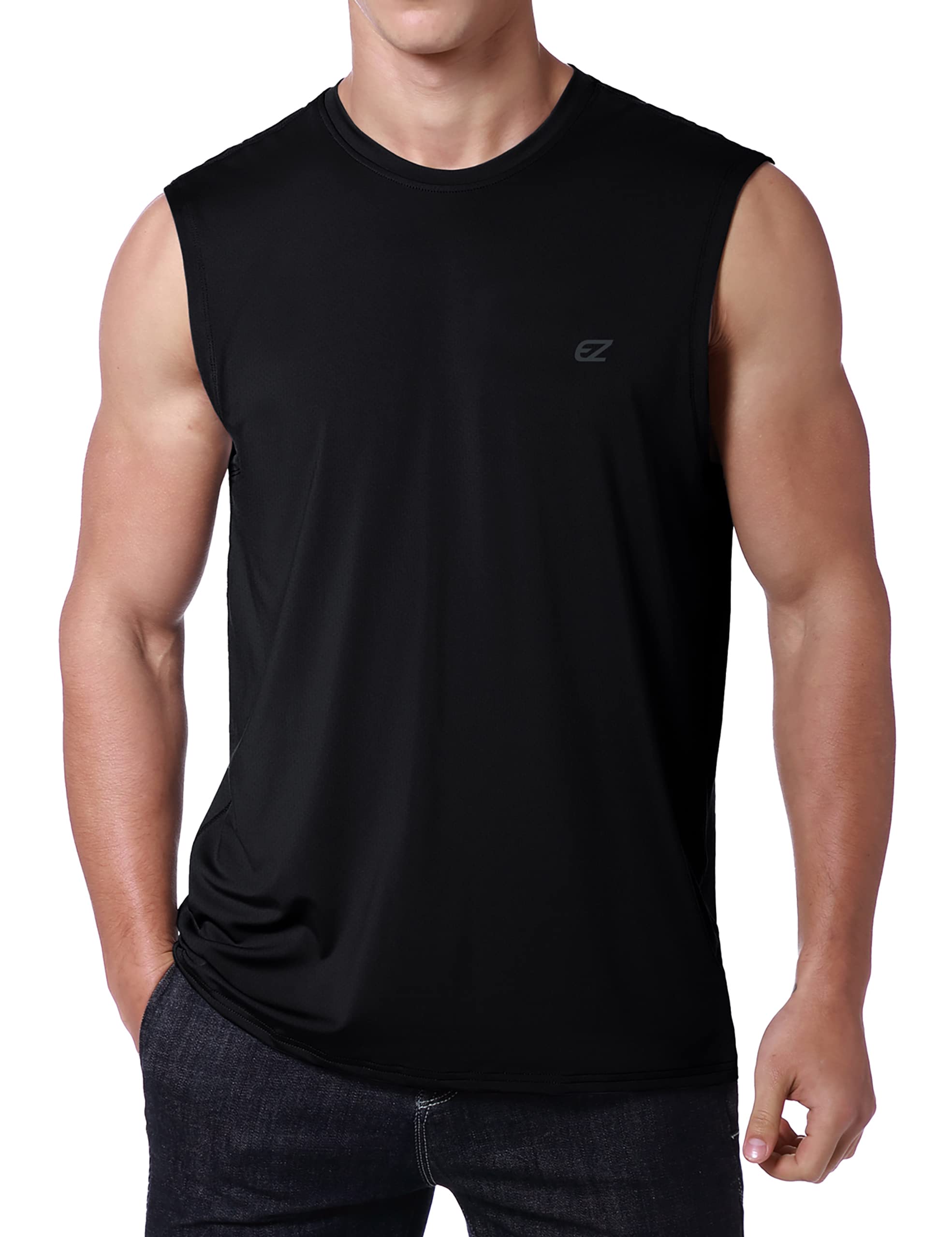 EZRUN Men's Workout Sleeveless Shirts Quick Dry Muscle Swim Shirt Gym Fitness Ru