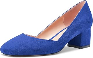 Castamere Women's Low Chunky Block Heel Closed Square Toe Cap Slip-on Dress Pumps Classic Cute Wedding 5 cm Heels