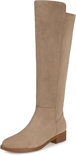IDIFU Flat Knee High Boots for Women Strecthy Rounded Toe Side Zipper