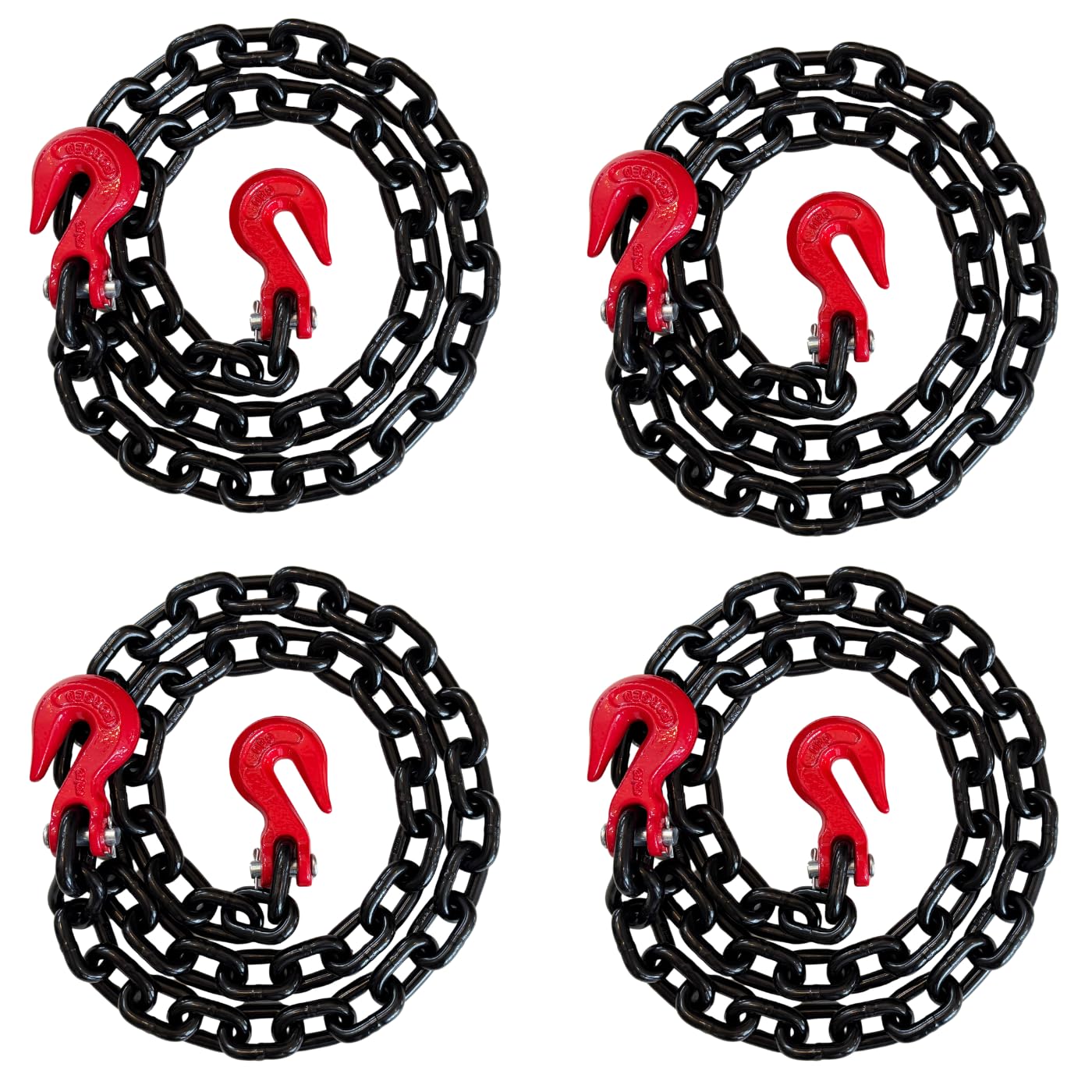 4PK Falcon Cargo 3/8" X 6' Grade 80 Transport Binder Chain - 7,100 LBS WLL - Cle