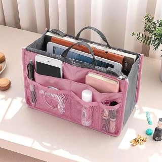 Multi-Pocket Nylon Insert Large Capacity Handbag Organizer Tote Bag in Bag with Mesh Pockets for Cosmetics, Phones, Keys, Daily Essentials
