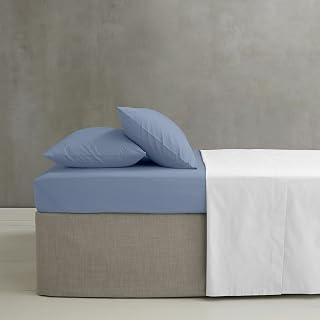 Catherine Lansfield Easy Iron Percale Combed Double Extra Deep Fitted Sheet Blue