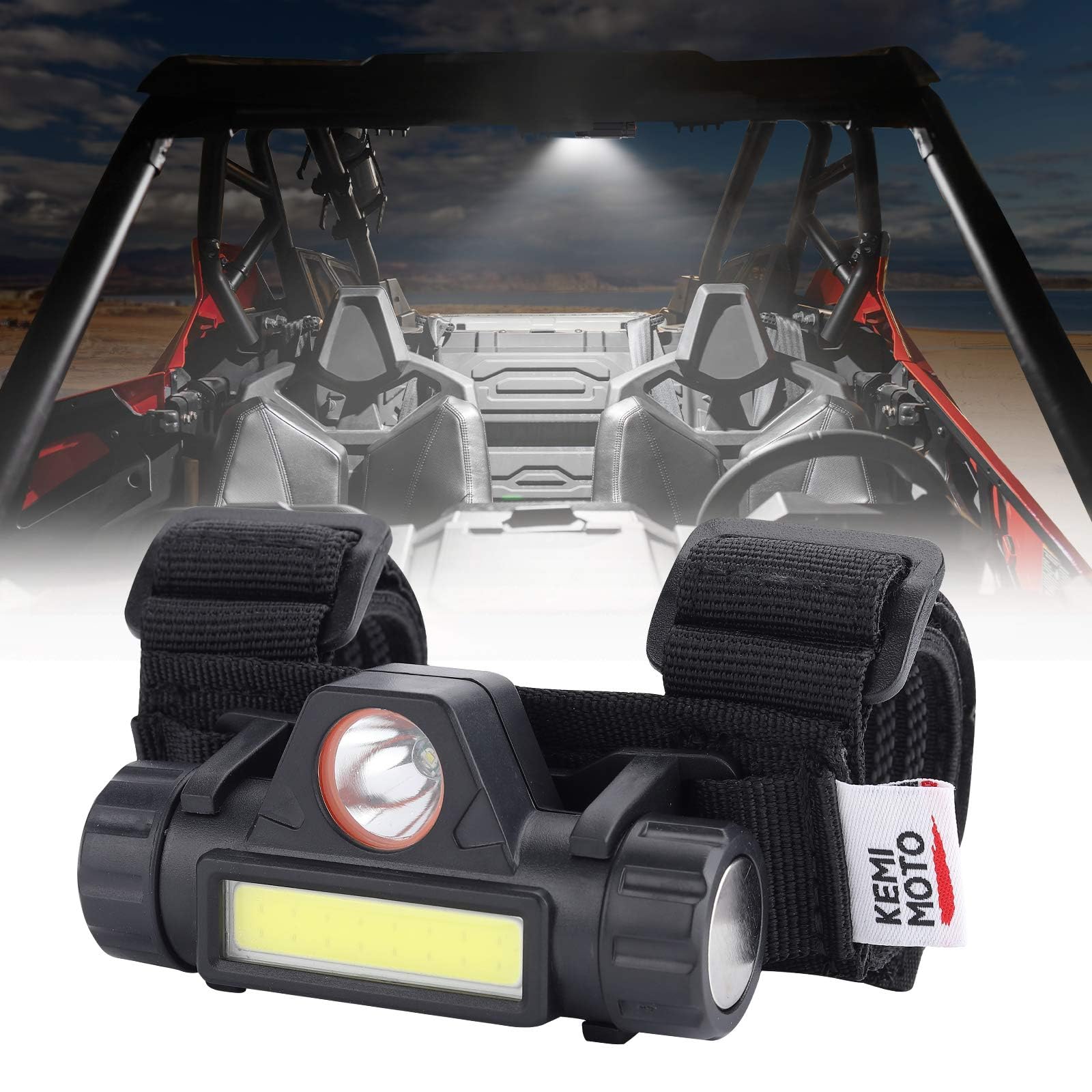 KEMIMOTO UTV Dome Light Roll Bar Cage Mount USB Rechargeable 1-Pack | UTV Interi