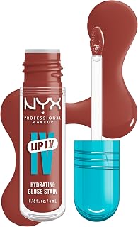 NYX Lip Gloss Professional Makeup Lip IV Lip Stain, 1-Swipe Vitamin-Infused Longwear Color, Hydrating Gloss, Up to 12HR Hydration, High Pigment, Wet Shine Finish, Vegan Formula, Drippin' Nude