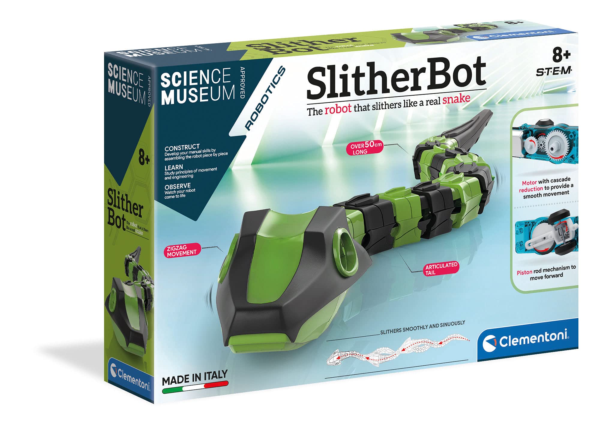 Clementoni Science Museum Slither Bot - Moving Snake Robot Toy for Kids, Educati