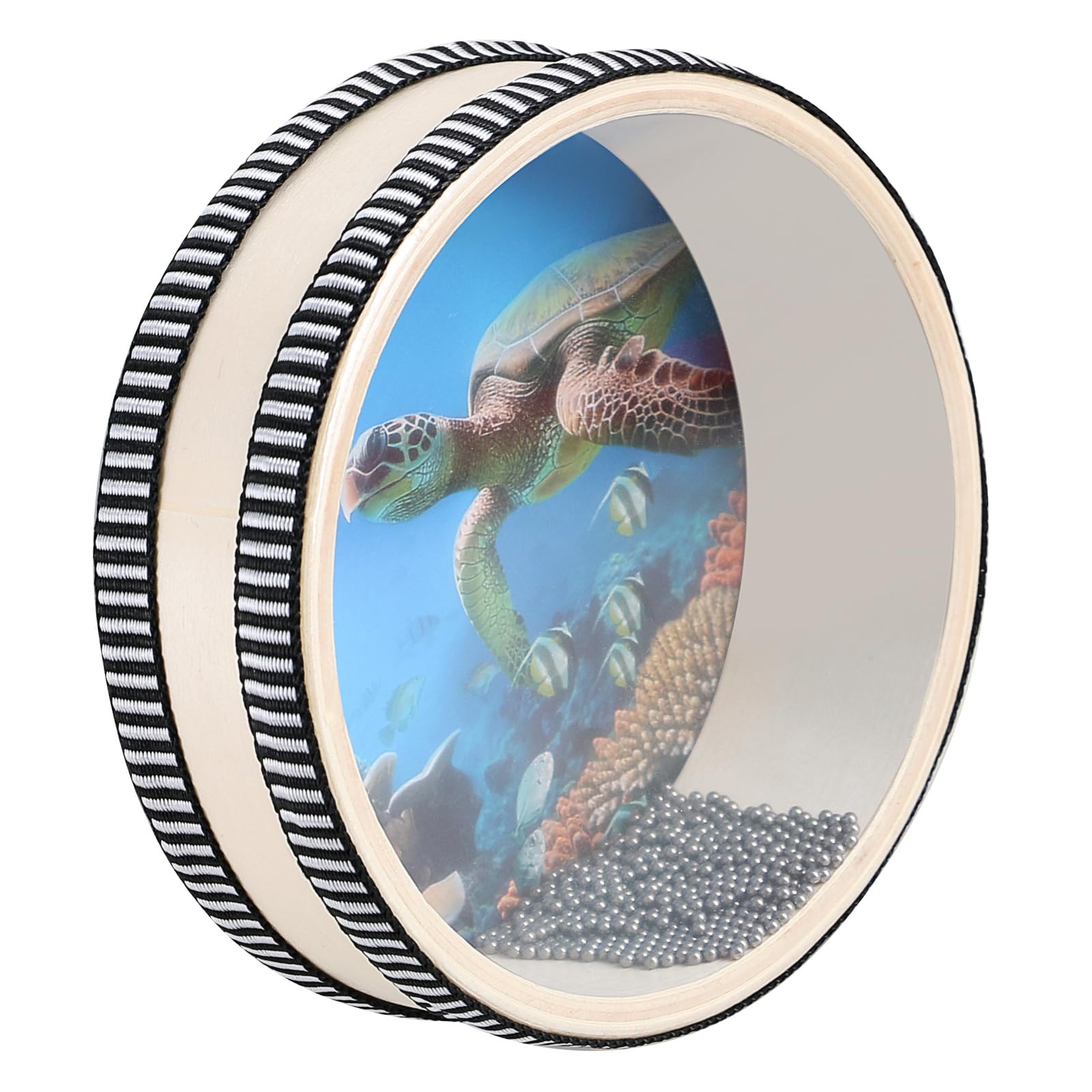 EASTROCK 6 Inch Wave Bead Ocean Drum with Hardwood Shell, Natural Color | Sea So