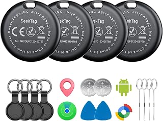 Air Tags for Android,Air Tags-4 Pack Android,Air Tracker Tags with 4 Case,2 Year Battery Life,Google & Apple Find Trackers for Google'S Find Hub App & Apple Find My,IP65 Waterproof Luggage Tracker