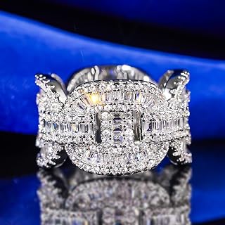 Fashion Hip Hop Party Jewelry Shiny Cubic Zirconia Ring for Women Luxury Accessories