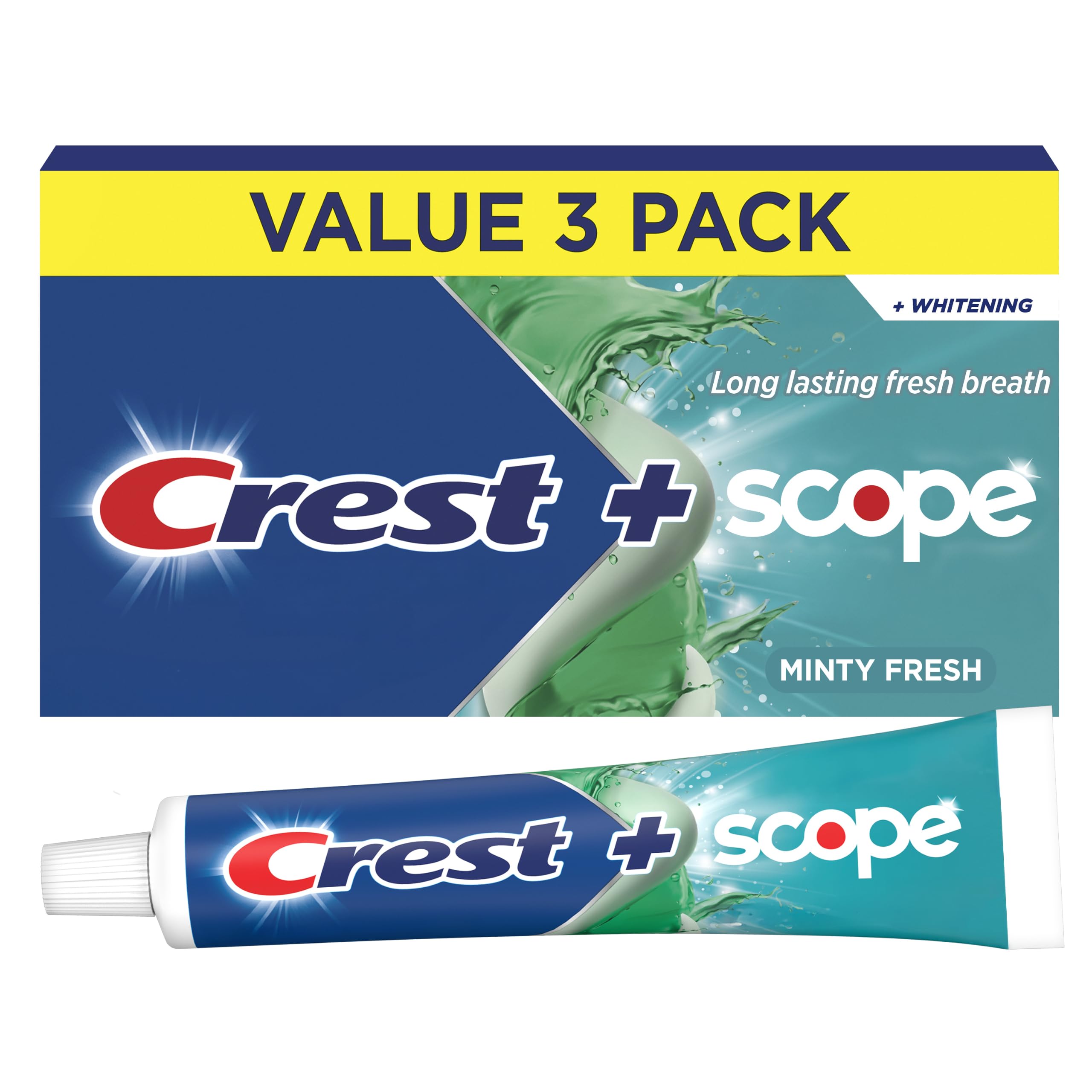 Crest Plus Scope Minty Fresh Toothpaste, Fluoride Anticavity and Whitening Tooth