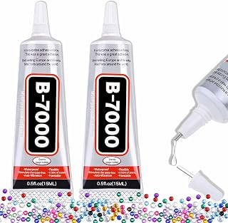 ALECPEA B-7000 Rhinestone Glue, Clear Craft Adhesive, 2 x 15 ml | Precision-tip clear glue for jewellery making, fabric, shoes, flatback gems, DIY crafts and phone screen repairs