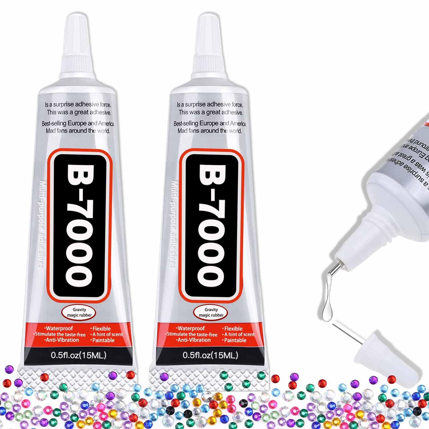 ALECPEA B-7000 Rhinestone Glue, Clear Craft Adhesive, 2 x 15 ml | Precision-tip 