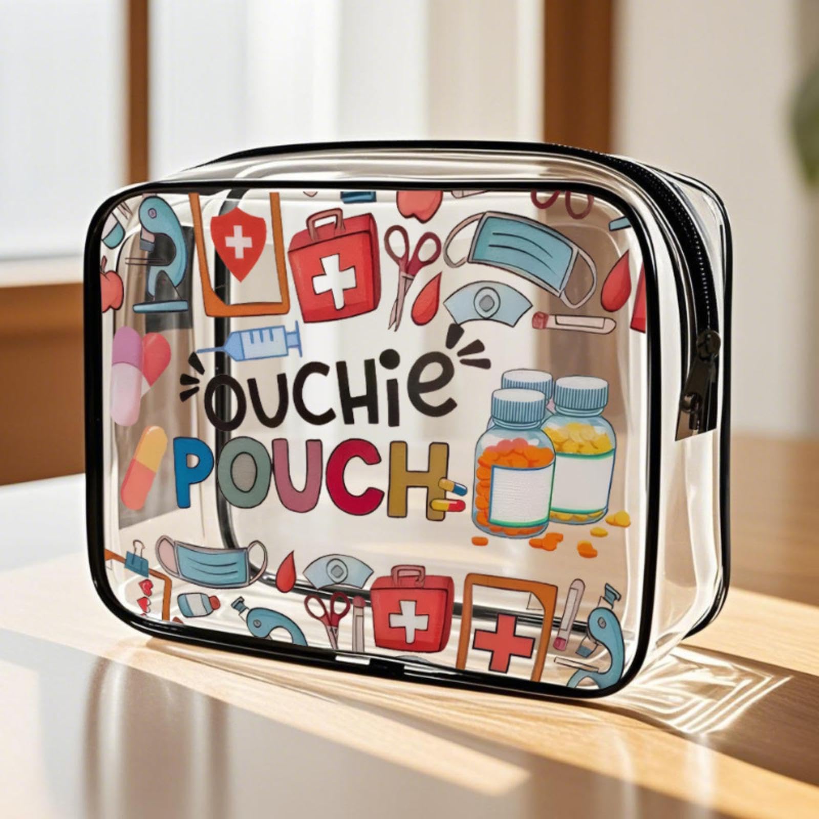 Medicine Cosmetic Bag Large Capacity Travel Organizer Easy Clean Daily Use Toile