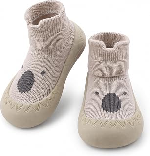 Toddler Sock Shoes Cute Baby First Walking Shoes Soft Sole with Grips for Boys Girls